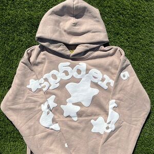 Spider Men's Tan Hoodie with White Accents